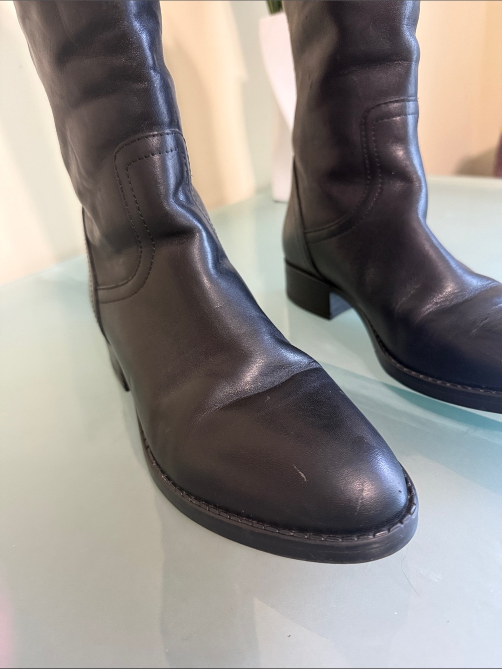 Steve Madden Black Leather Riding Boots Black Leather Knee High Boots Size 8. - Picture 8 of 9